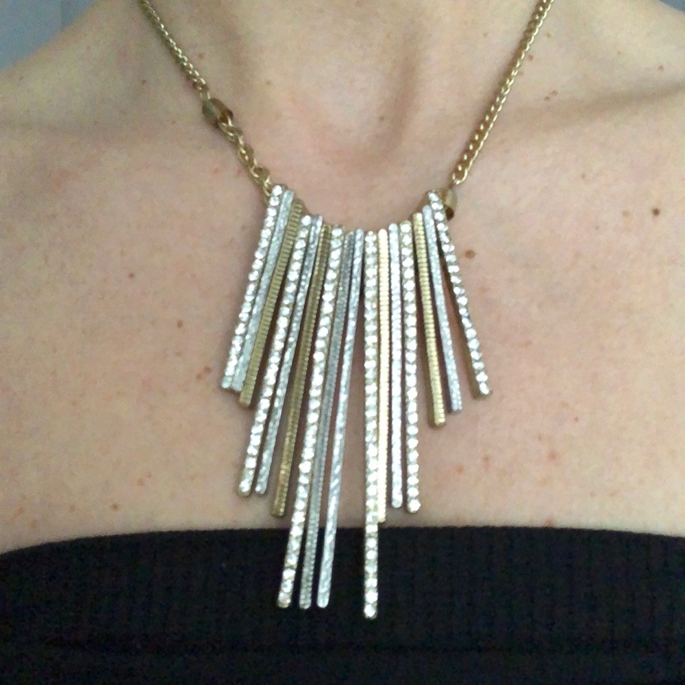 Gold rhinestone statement necklace